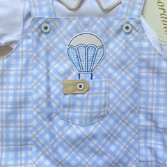 Mameluco Cuadros Globos Celeste detalle