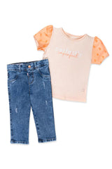 Conjunto 2 Piezas Blusa Perfect y Jean Niña Joy Baby Naranja