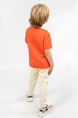 Conjunto Niño Pantalón Silueta Perrito Naranja
