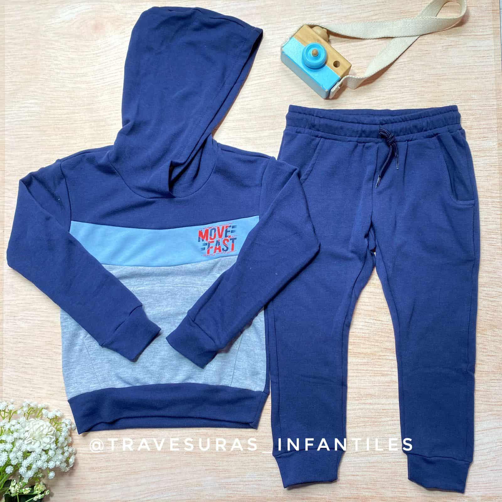 Conjunto Sudadera Move Fast Navy para Niño