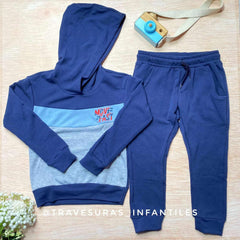 Conjunto Sudadera Move Fast Navy para Niño