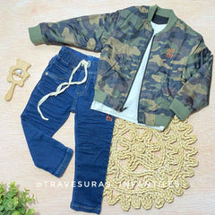 Conjunto Chaqueta Camuflada y Jean para Niño