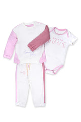 Conjunto 3 Piezas Sudadera Combinado Colores Joy Baby Rosa Fucsia