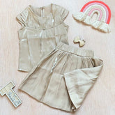 Conjunto Falda Globo Brillos Beige