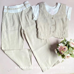 Conjunto Formal Niña Verano Chaleco Beige | Travesuras 2
