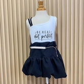 Conjunto Falda Globo Brillos Negro