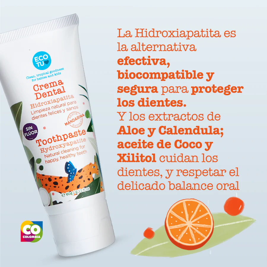 Crema Dental Para Bebé Hidroxiapatita Mandarina 60gr Niños