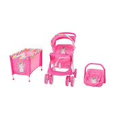 Juego de Coche y Cuna Doll Kit Unicornio Rosa