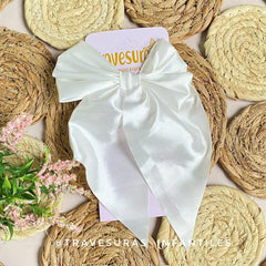 Moño En Satin Pliege blanco