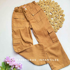 Pantalón Cargo Cintura Resorte cafe
