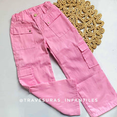 Pantalón Cargo Cintura Resorte rosa