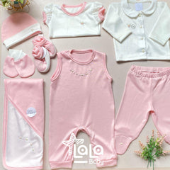 Set Primer Día Enterizo Bordado Rosa
