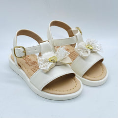 Sandalias Para Niña Moño Blanco