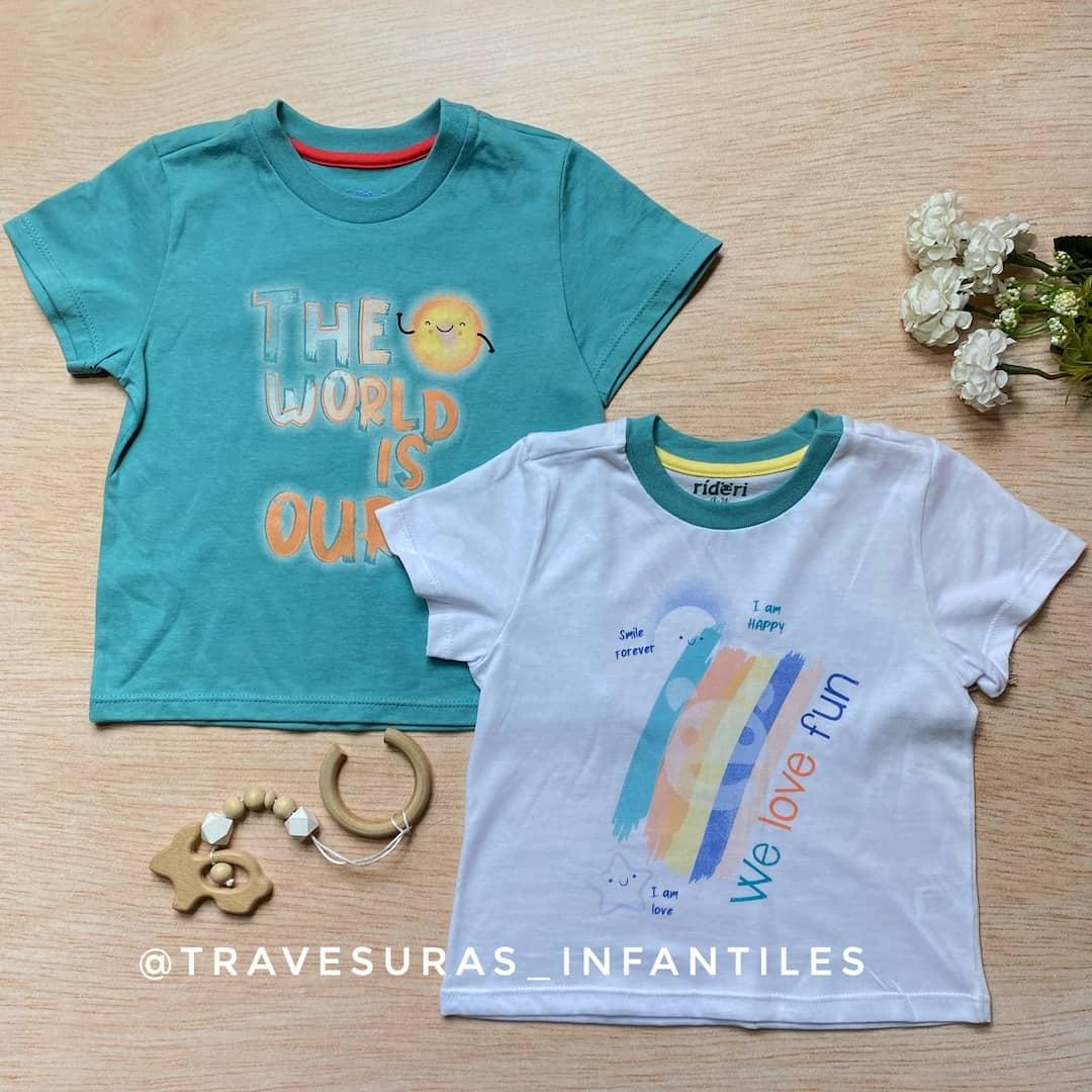 Set 2 Camisetas Estampadas world verde