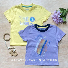 Set 2 Camisetas Estampadas world amarillo