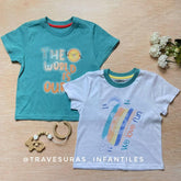 Set 2 Camisetas Estampadas world verde