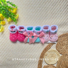 Set 3 Pares De Medias Doblez Estampado Con Moño Niña Cupcake