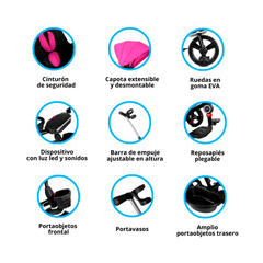 Triciclo Sun 360 Grados Rosa Prinsel Estilo