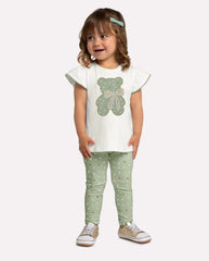 Conjunto Leggins Oso Corazones Verde Milon Modelo