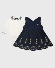 Vestido Cuello Glitter Flores Milon