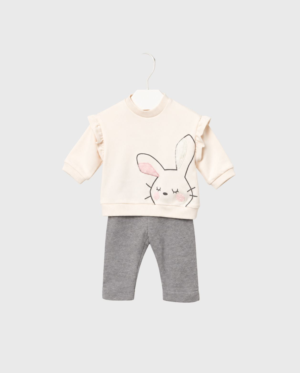 Conjunto Manga Larga Conejo Bordado Beige Mayoral