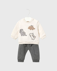 Conjunto Manga Larga Bordado Dino Gris Mayoral