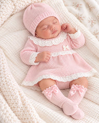 Set Primer Día Vestido Tejido Rosa modelo