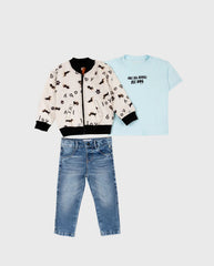 Conjunto 3 Piezas Chaqueta Letras Dog Joy Baby