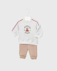 Conjunto Manga Larga Bordado Oso Gris Mayoral