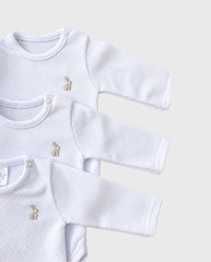 Set 3 Bodys Manga Larga Blanco Unisex DETALLE
