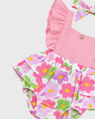 Body Estampado Flores Lila y Rosa detalle
