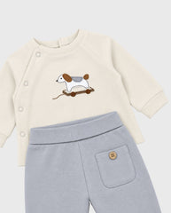 Conjunto Manga Larga Bordado Dog Gris Mayoral Detalle