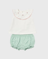 Conjunto Short Bordado Flores Blanco Mayoral