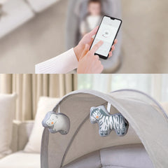Silla Mecedora Electrónica 3 en 1 Aura Deluxe Bassinet Gris Blanco Mastela detalle