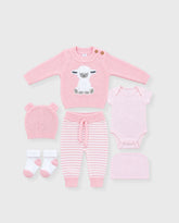 Set Primer Día Bordado Oveja Rosa