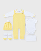 Set Primer Día Tejido Overol Amarillo