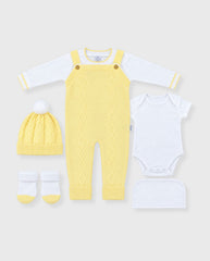 Set Primer Día Tejido Overol Amarillo