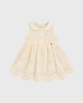 Vestido Cuello Bordado Beige