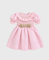 Vestido Cuello Bordado Rosa