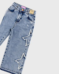 Pantalón Denim Bordado Estrellas Joy Baby detalle