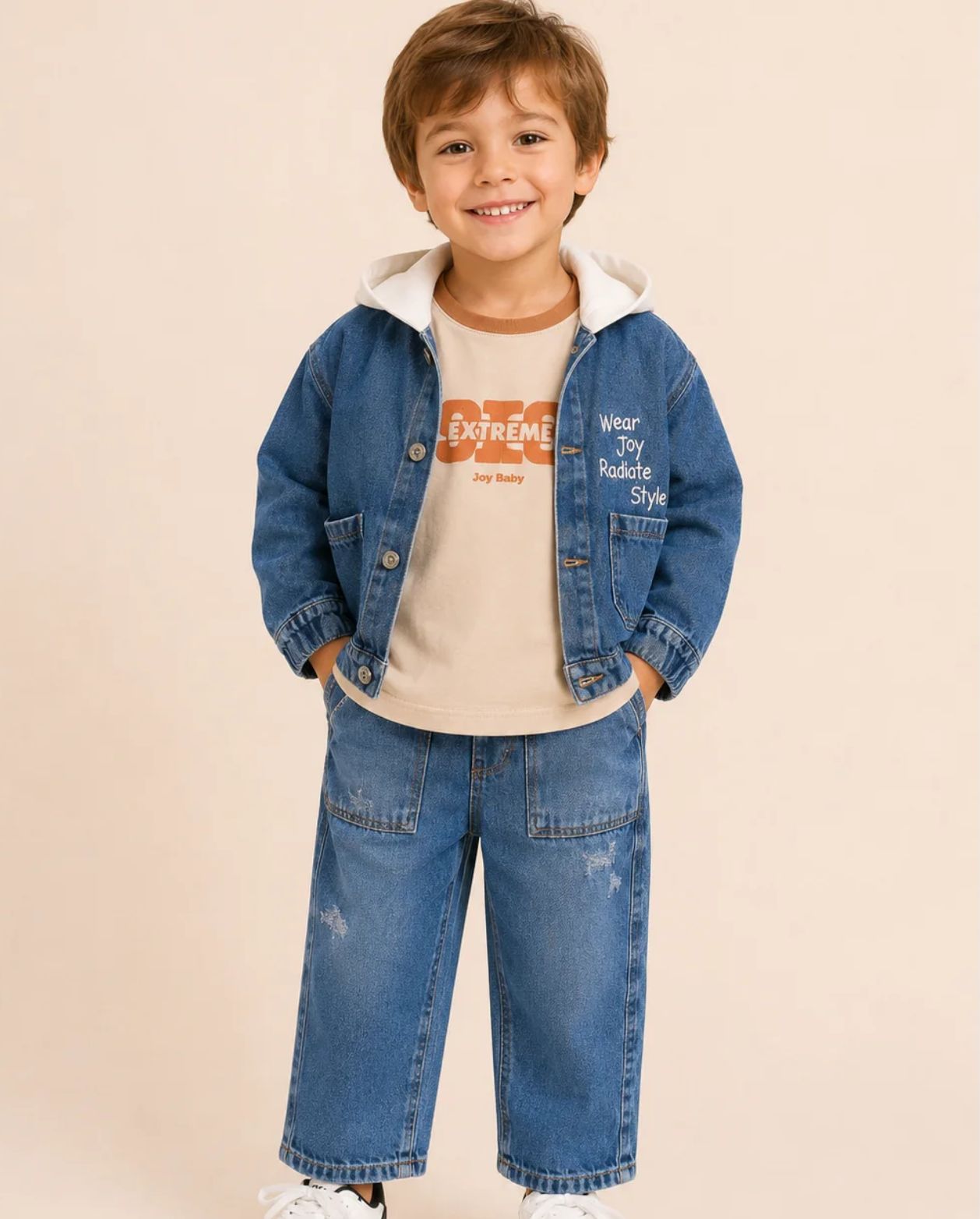 Conjunto 3 Piezas Chaqueta Denim Joy Baby modelo