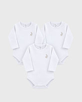 Set 3 Bodys Manga Larga Blanco Unisex