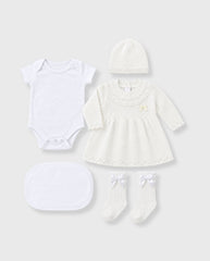 Set Primer Día Vestido Tejido Blanco