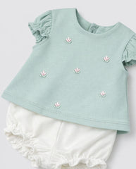Conjunto Short Bordado Flores Verde Mayoral