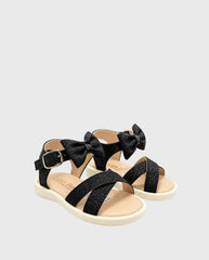 Sandalias Moño Brillante Negro