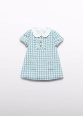 Vestido Cuadros Cuello Agua Azul Abel & Lula