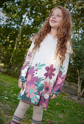 Vestido Manga Larga Gris Flores Boboli