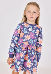 Vestido Infantil Lila Con Estampado De Flores Boboli