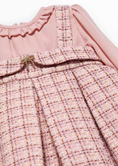 Vestido Tweed Cuadros Rosa Pastel Mayoral Detalle