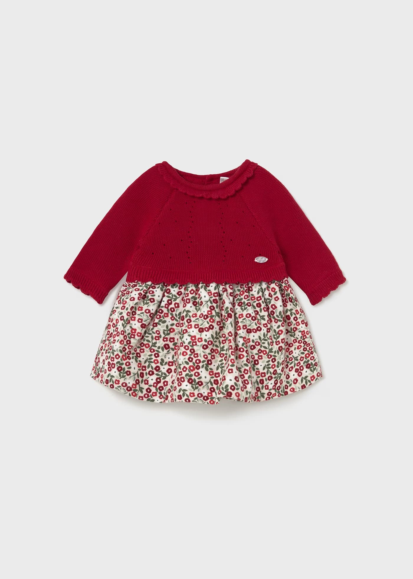 Vestido Tricot Estampado Flores Rojo Mayoral